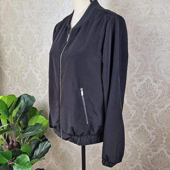 Calvin Klein Size Small Black Full Zip Jacket Pockets Elastic Cuffs & Waist EUC - Picture 5 of 12